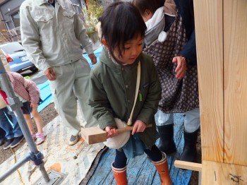 上棟式　込栓打ち込み